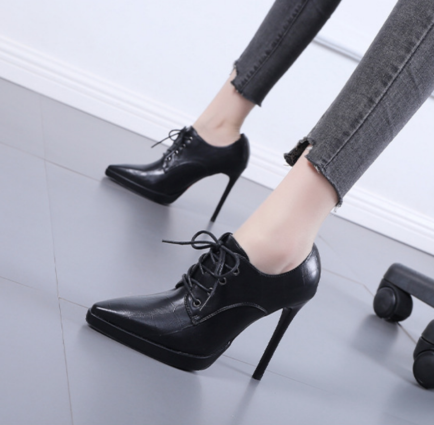 Boot nữ cao gót cổ sâu chất da Pu gân SANG TRỌNG GBN10801