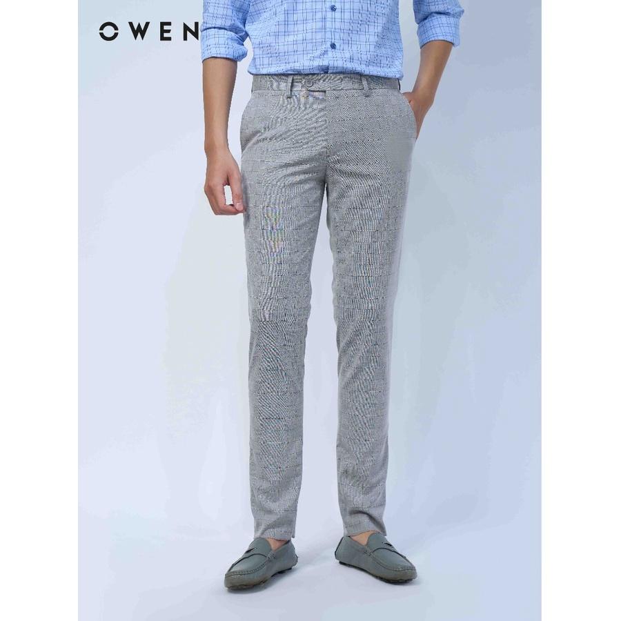 OWEN - Quần âu nam TRENDY màu XÁM KẺ Ô 220183 - Quần tây nam dáng ôm