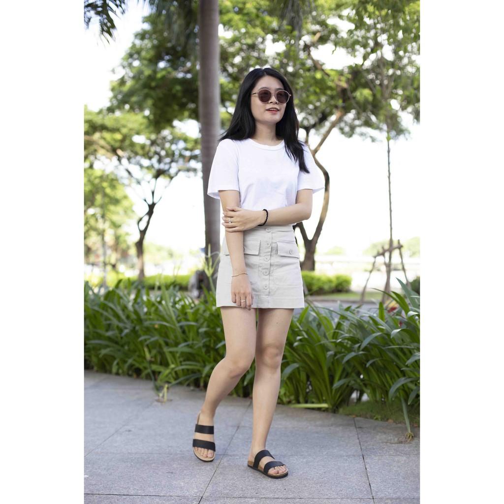 Dép unisex HuuCuong 2 quai da bò đen đế trấu handmade