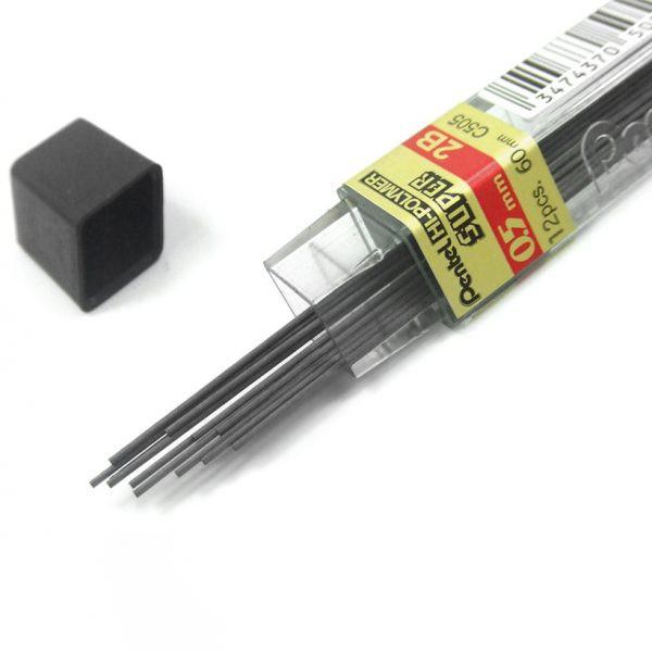 Ruột Chì Kim Pentel Hi-Polymer Super C505 2B Ngòi 0.5mm | Siêu ứng (12 Ruột/Tuýp)