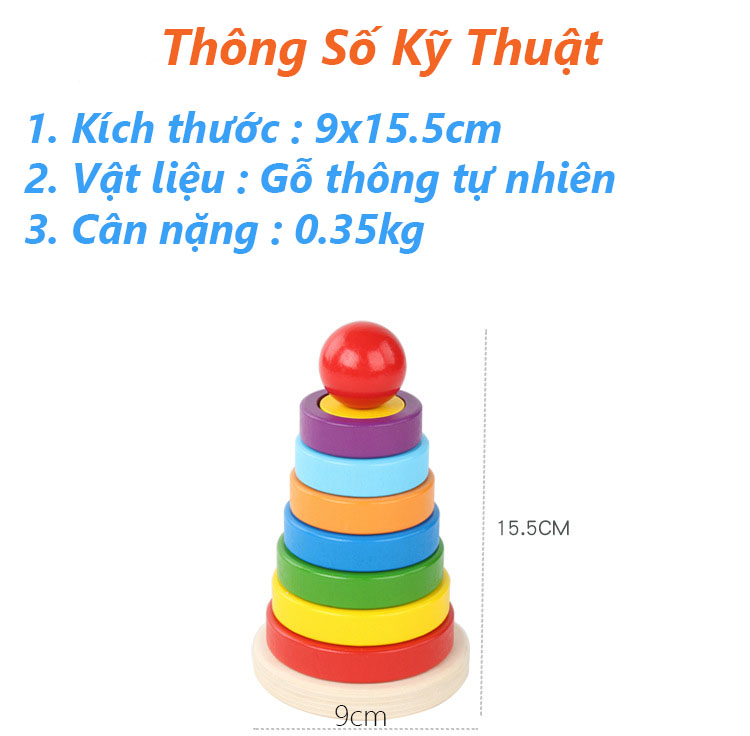 Đồ chơi tháp cầu vồng bằng gỗ