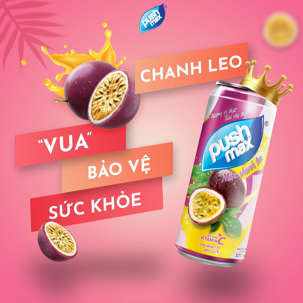 Lốc 6 Lon Nước Trái Cây Chanh Leo Pushmax