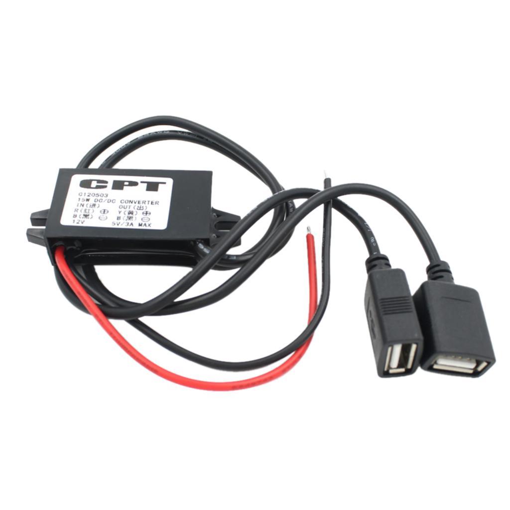 Dual Double 2 USB DC-DC Car Converter Module 12V To 5V 3A 15W Power Adapter