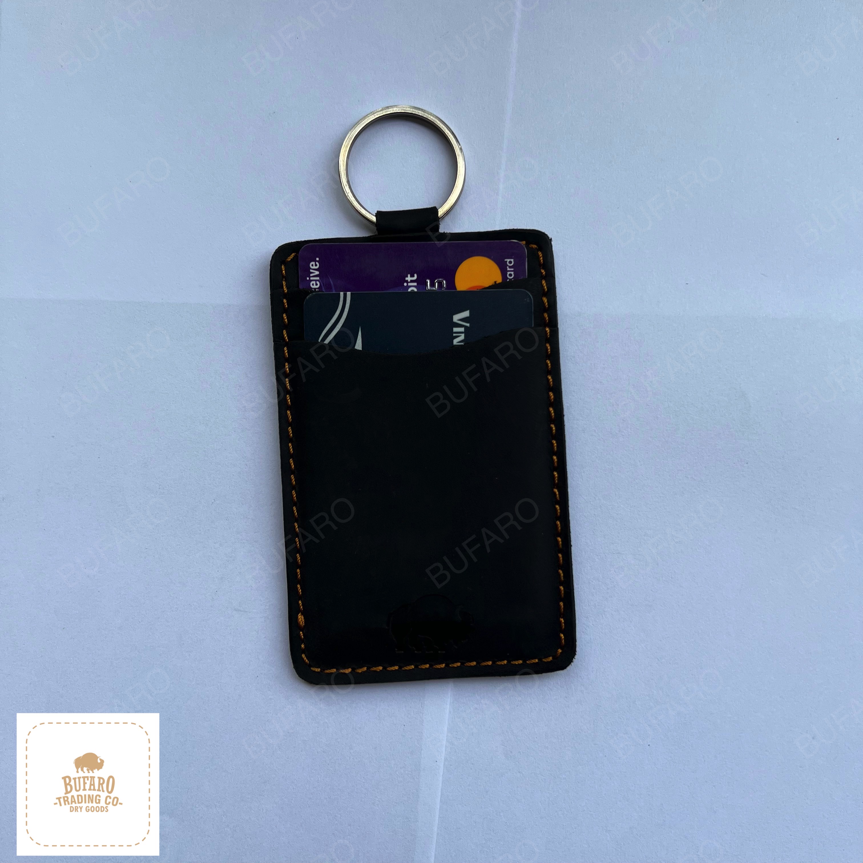 Ví Móc Khóa Đựng Thẻ Xe Da Bò Sáp Handmade - Leather Keychain