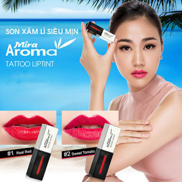 Son xăm lì siêu mịn không trôi Mira Aroma Tattoo Liptint Hàn Quốc 6g No.2 Sweet Tomato tặng kèm móc khoá