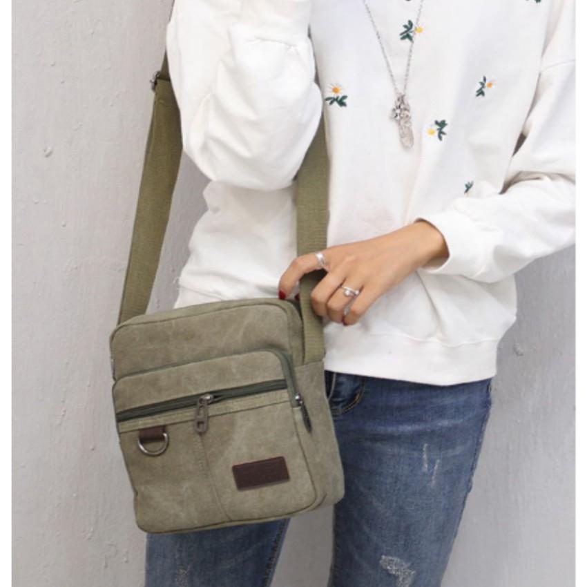 Túi đeo chéo canvas phối da Đồ Da Thành Long TLG 208109