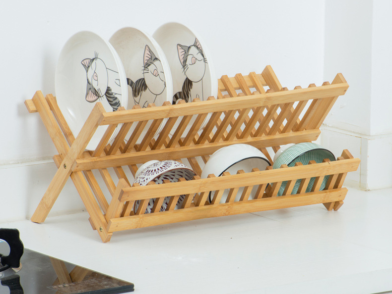 Kệ Úp Chén Đĩa Bằng Gỗ Tre Chống Mối Mọt - Kệ Gỗ Úp Bát Đĩa Nhà Bếp 2 Tầng Đa Năng - HENRYSA