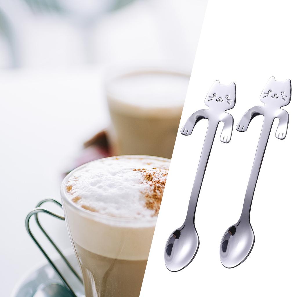 Premium Stainless Steel Coffee Spoon Mini Creative Cat Shape Iced Tea Spoon Teaspoons for Dessert Coffee Sugar Cake Ice Cream Soup Kitchen Restaurant