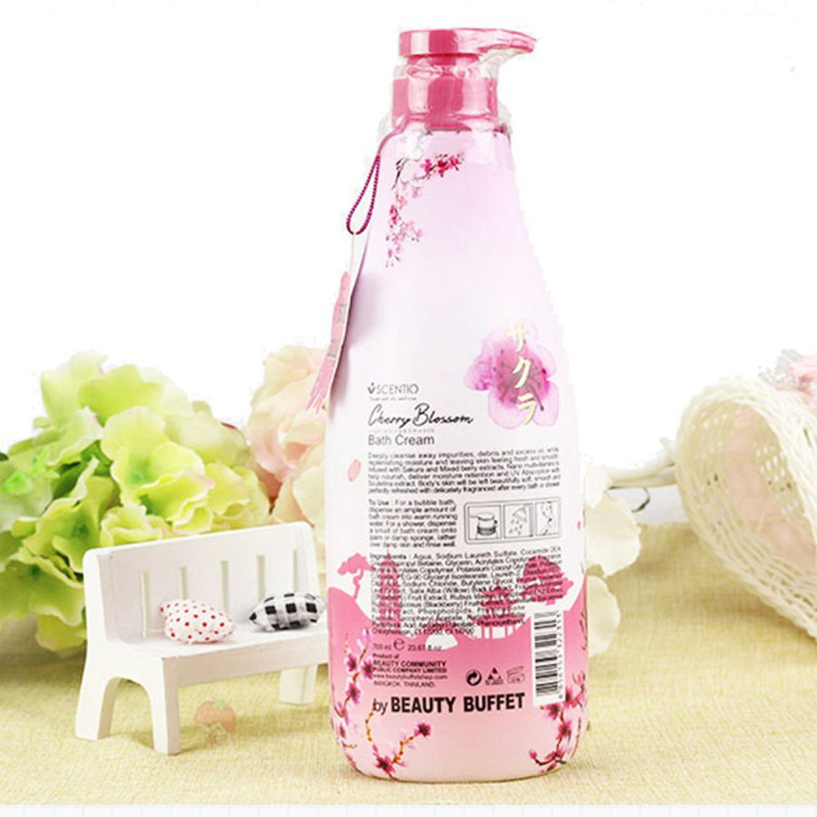 Kem tắm dưỡng ẩm làm sáng và mịn da  Beauty Buffet Scentio Cherry Blossom 700ml