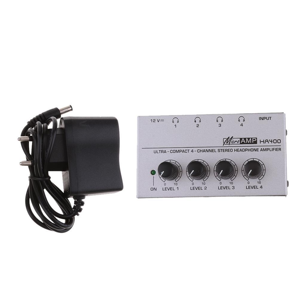 Audio Amplifier Compact 4-channel Stereo Headphone EU Plug