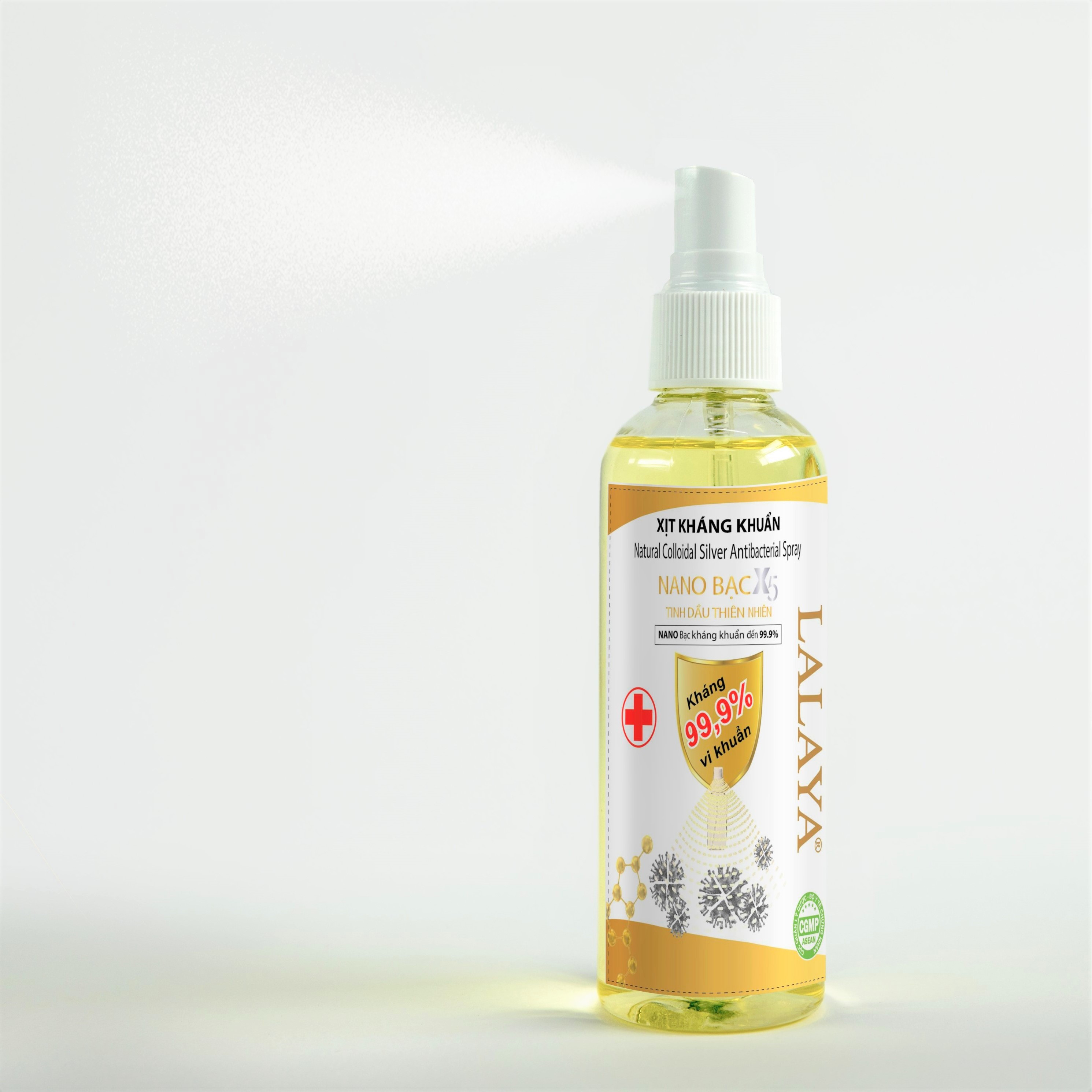 Chai xịt kháng khuẩn rửa tay đa năng phòng chống virus NANO BẠC X5 LALAYA Natural collidial silver antibacterial spray-  chai xịt kháng khuẩn phòng chống coronavirus - 110ml