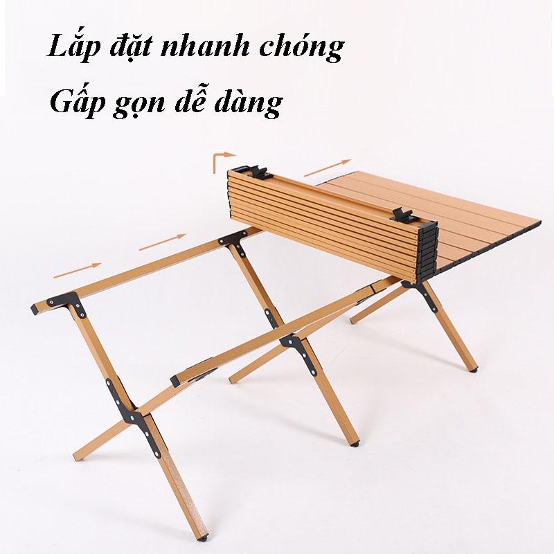 Bàn Nhôm Cuộn Cắm Trại Dã Ngoại Gấp Gọn - Bàn Gấp Dã Ngoại Du Lịch Bằng Nhôm Tiện Lợi Kích Thước 120x60x45cm