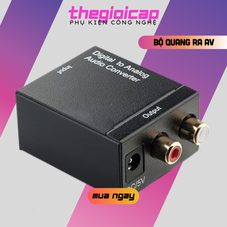 Bộ chuyển đổi Optical Audio to RCA Audio - Digital to Analog Audio R/L - Hàng Nhập Khẩu