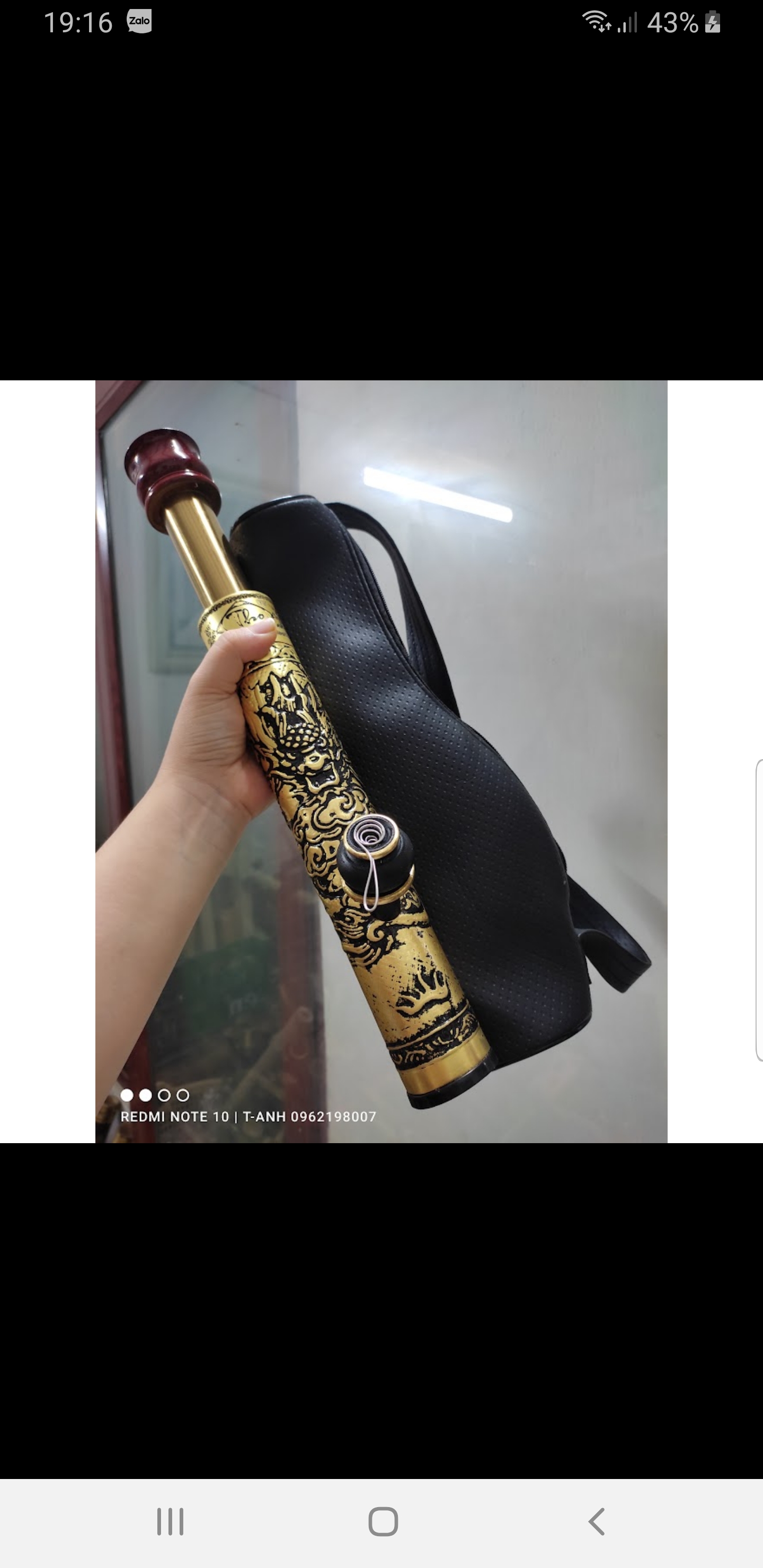 Điếu rút bọc đồng nổi nguyên khối kèm bao da