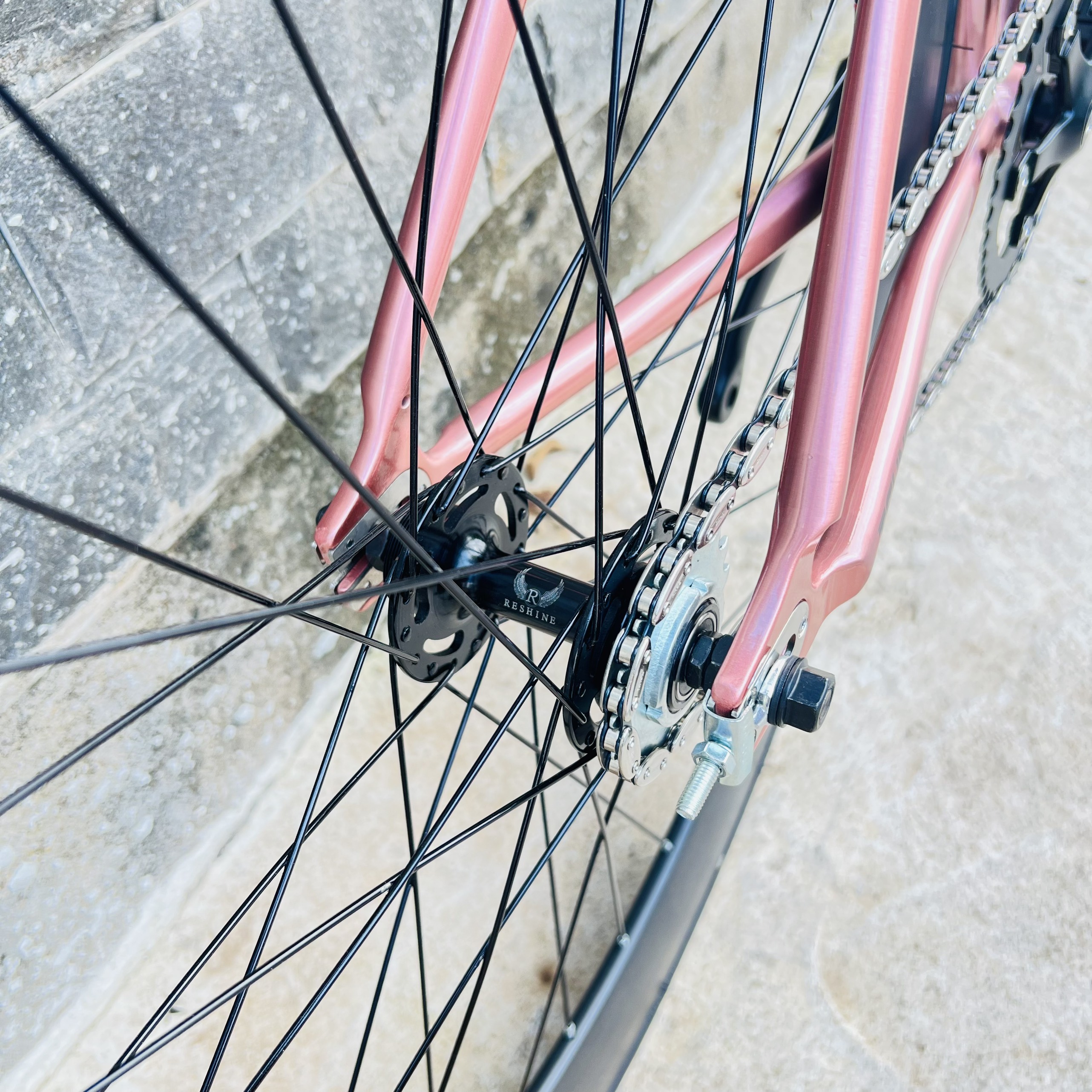 Fixed gear TSUNAMI SNM100 bánh trước 3 đao trắng sau 7cm - Màu Rose gold