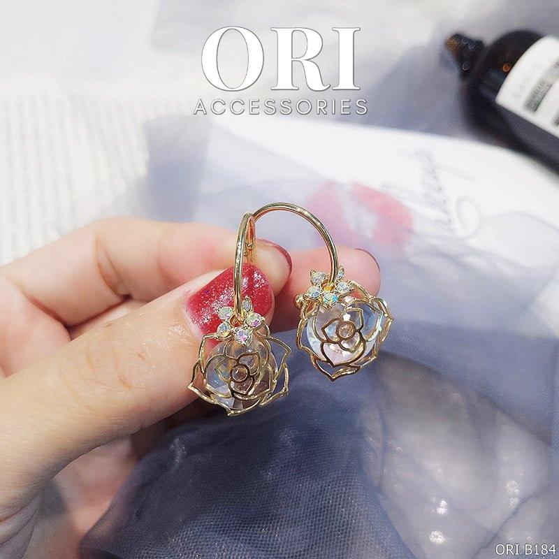 Bông tai nữ Hoa hồng Rosa thời trang sang trọng ORI ACCESSORIES B184