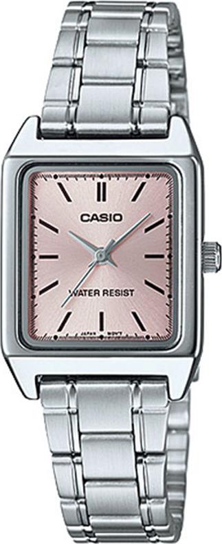 Đồng Hồ Nữ Casio Dây Kim Loại Mặt Chữ Nhật Màu Hồng LTP-V007D-4EUDF