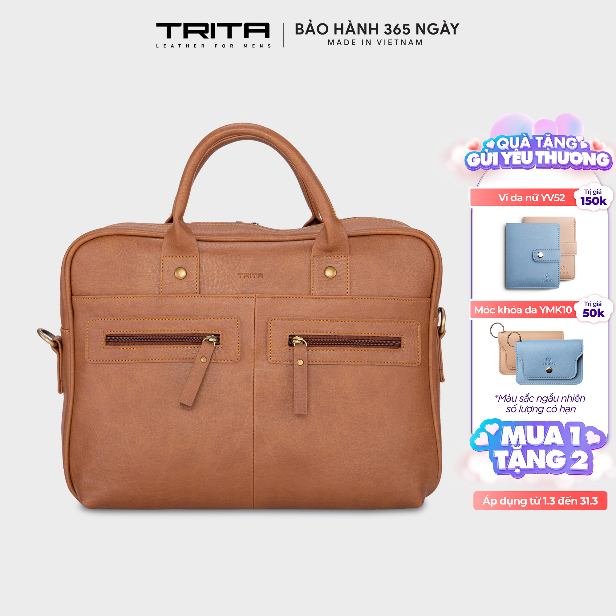 Cặp công sở Trita ( Thời trang nam vừa laptop 14.6 inch - Cặp da TCA1 )