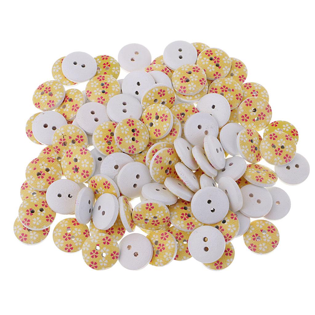 100Pcs Snowflake Wooden Buttons Sewing Clothing Accessories 15mm Yellow