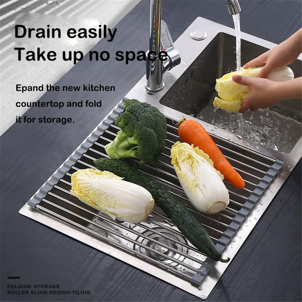 Cuộn Lên Món Ăn Phơi Gấp Gọn Trên Bồn Rửa Chén Giá Thảm Dây Thép Không Gỉ Dành Cho Bồn Rửa Chén Phản Phụ Kiện Nhà Bếp