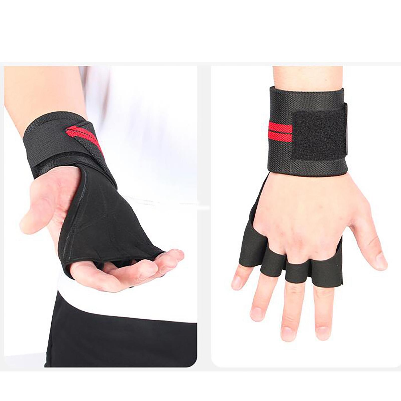 Weight Lifting Hand Grips Workout Pads with with Adjustable Wrist Support Wraps for Power Lifting Pull Up Fitness Gym