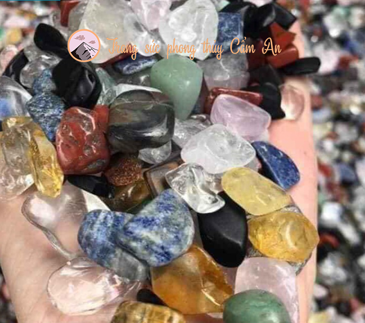 100g đá T.hạch a.nh phong thủy nhiều màu đã mài bóng.
