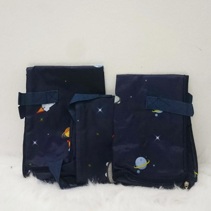 SET 3 túi đựng chăn màn quần áo màu xanh tím than bằng vải oxford siêu bền siêu nhẹ chống thấm tốt