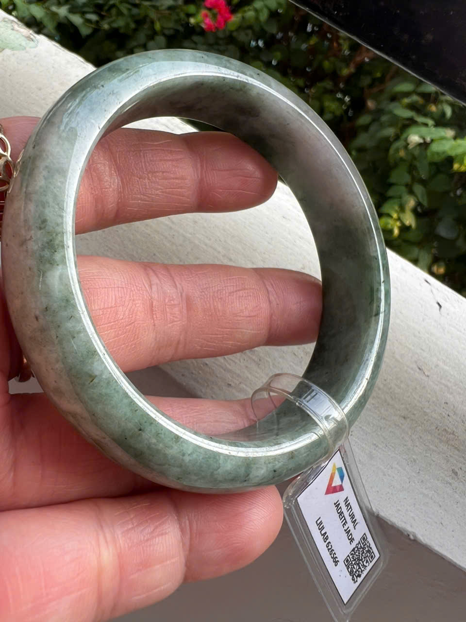 Vòng Tay Nữ Đá Cẩm Thạch Tự Nhiên Bản Hẹ Type A Ni 56mm Cao 14mm Dầy 8mm Kiểm Định Liulab 626566 Màu Xanh Đậm Bông Trắng bóng sang đẹp xinh xắn các Chị mệnh Kim mệnh Thủy 53kg - 59kg đeo tay sang sịn ạ