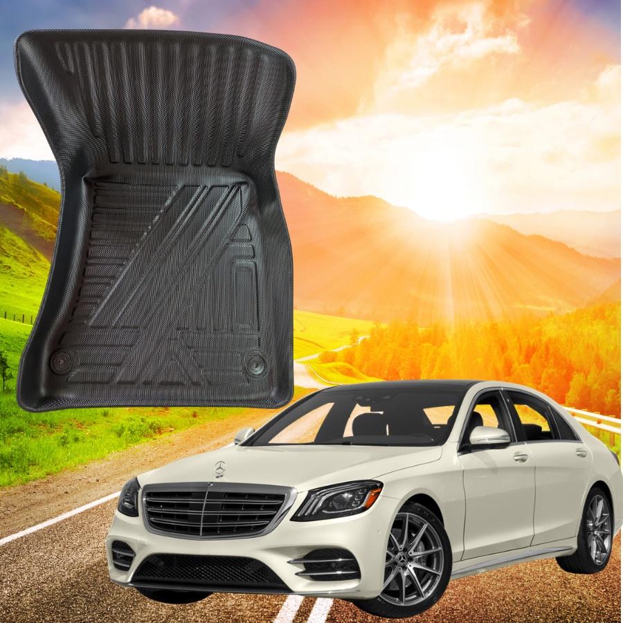 Thảm lót sàn xe ô tô Mercedes S Class 2014 - nay Nhãn hiệu Macsim chất liệu nhựa TPE cao cấp màu đen