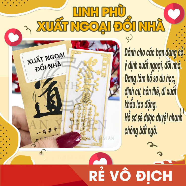 Linh phù XUẤT NGOẠI ĐỔI NHÀ. Dành cho các bạn đang có ý định xuất ngoại đổi nhà. Để bóp ví, làm miếng dán điện thoại, máy tính, laptop, xe hơi