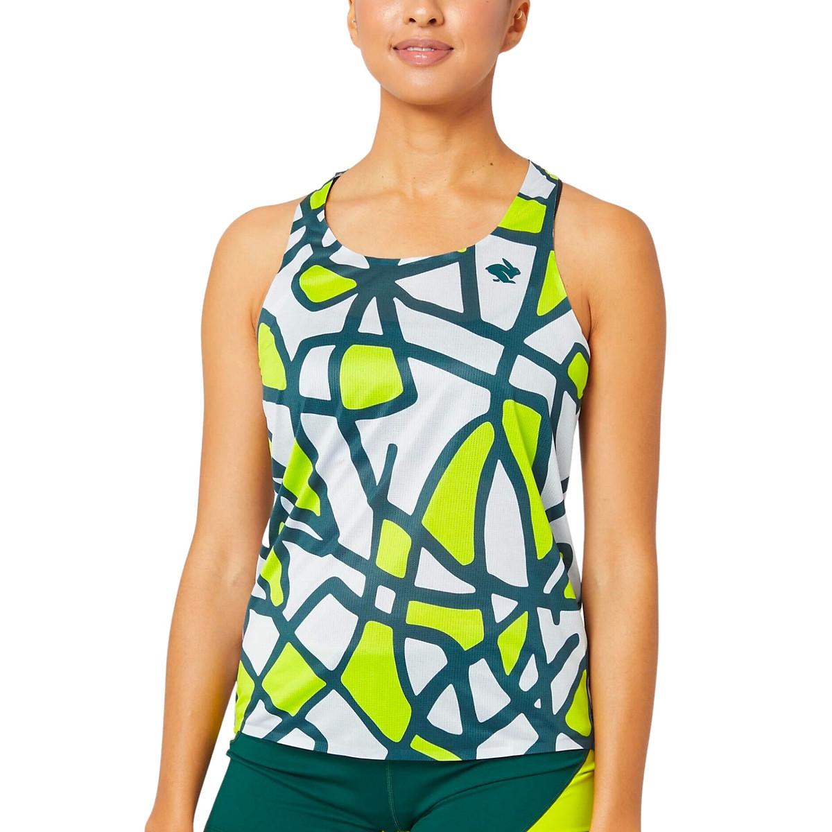 Áo Singlet Chạy Bộ Nữ Rabbit Speedeez - Lime Abstract