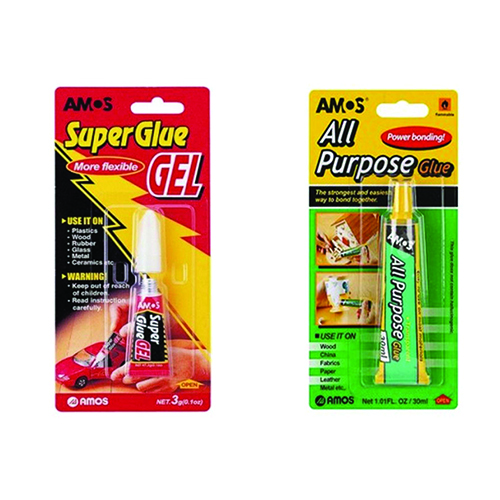 Bộ sản phẩm Keo dính đa năng AMOS, vỉ 1 tuýp x 30ml + AMOS Super Glue Gel - Keo dính đặc biệt