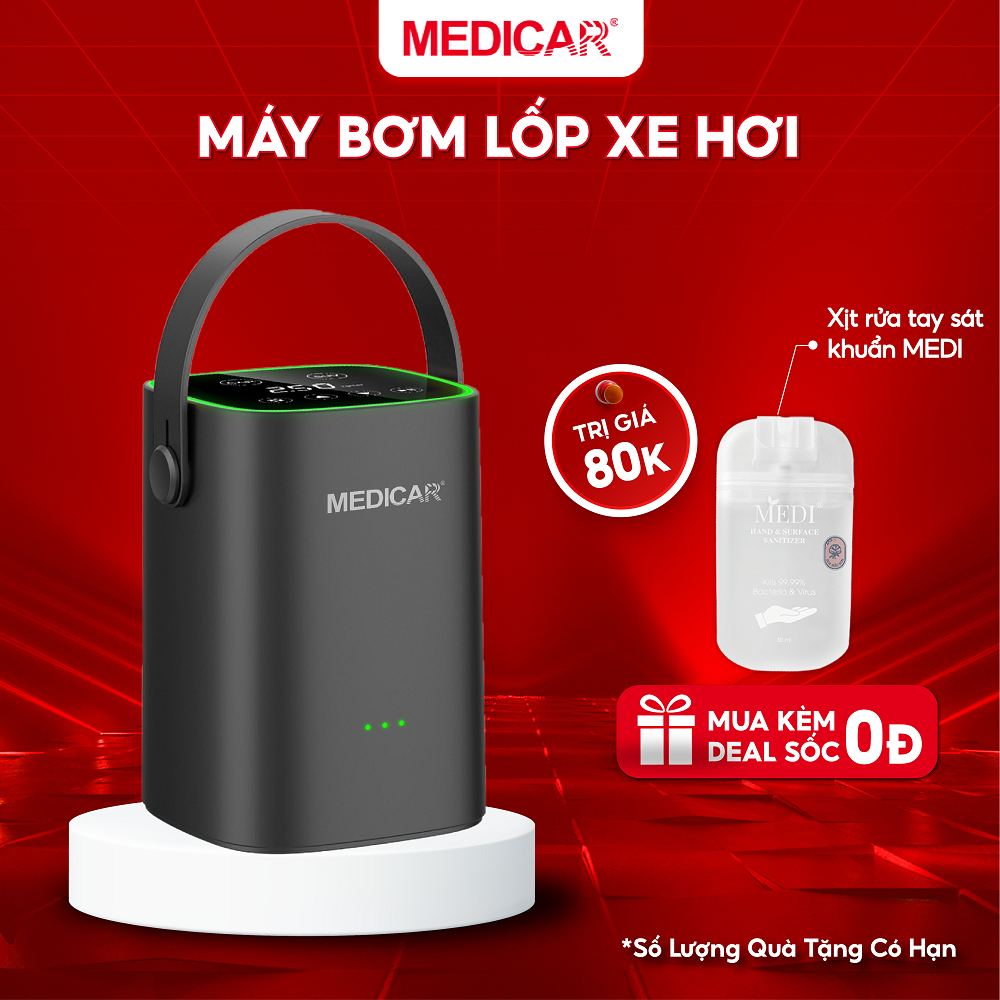 Máy bơm lốp ô tô MEDICAR - Công suất mạnh, Cảm biến thông minh, tự động ngắt khi đầy