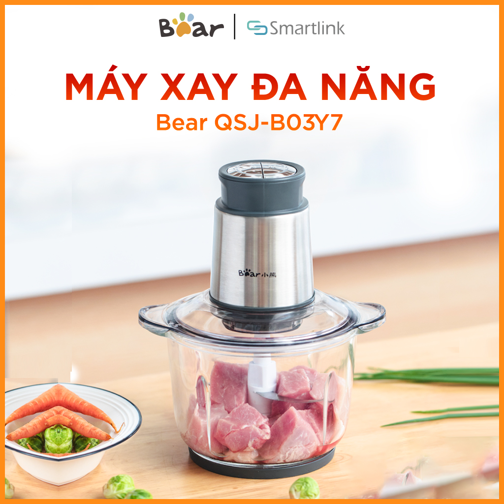 Máy Xay Thực Phẩm Đa Năng Bear QSJ-B03Y7, Dung Tích Lớn 2L - Hàng Chính Hãng