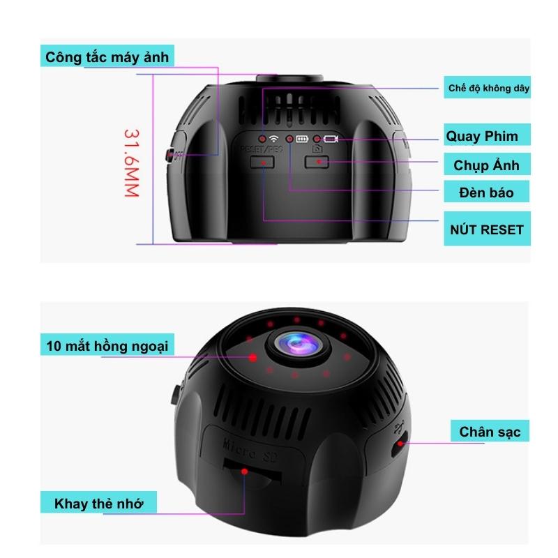 Camera mini siêu nhỏ QQ2 kết nối wifi xem từ xa FULL HD 4K