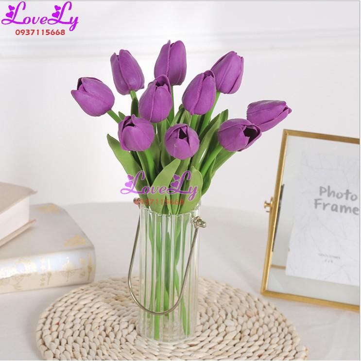 Hoa giả - Hoa Tulip cao su giả như thật decor trang trí nhà cửa