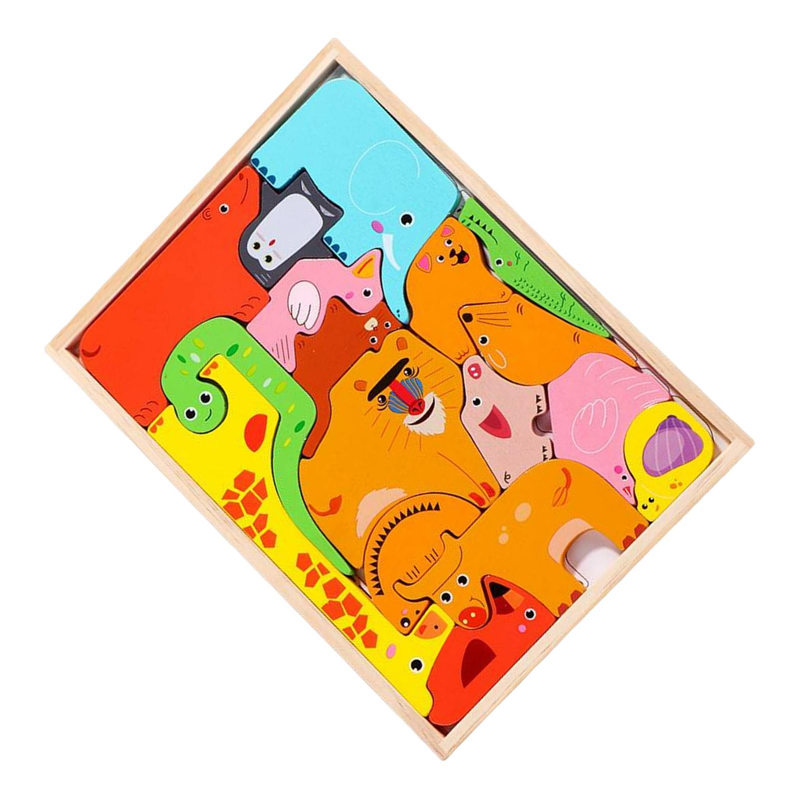 Montessori Animal Jigsaw Puzzles Construction Toy Shape Puzzle for Girls