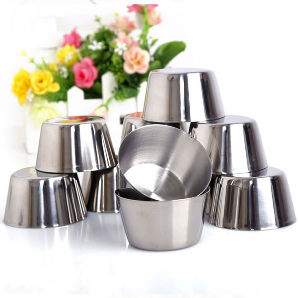 Combo 10 Khuôn Làm Bánh Inox 304 ( 7cm )  Làm Bánh Flan , Rau Câu , Cupcake Làm Đá Không Gỉ