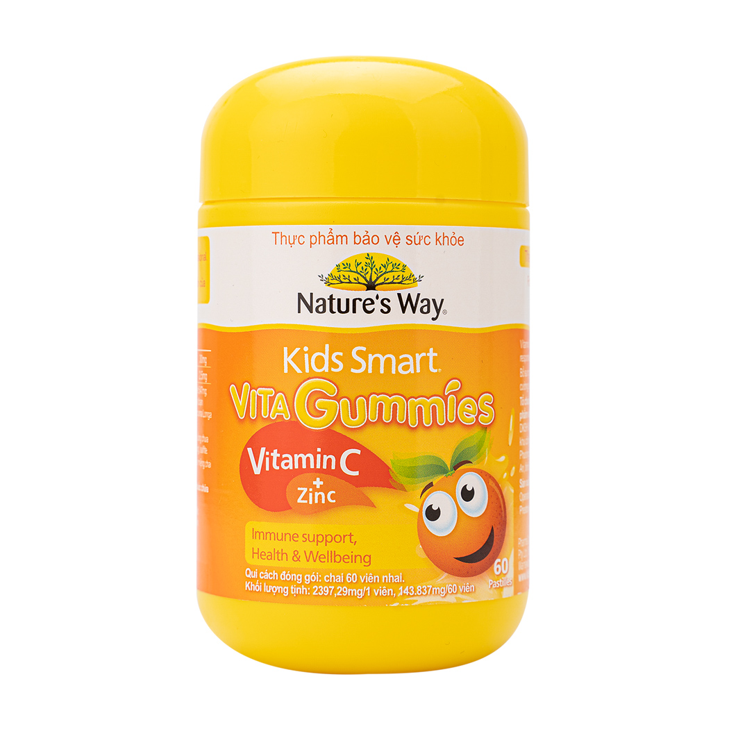 Kẹo dẻo bổ sung vitamin C và kẽm Nature's Way Kids Smart VitaGummies hỗ trợ miễn dịch cho trẻ (Lọ 60 viên)