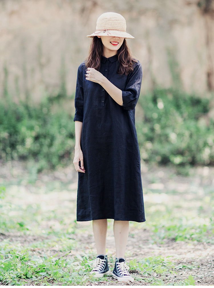 Đầm Sơ Mi Tay Ngắn Thắt Eo Thời Trang Cho Nữ Phong Cách Công Sở Đũi Việt