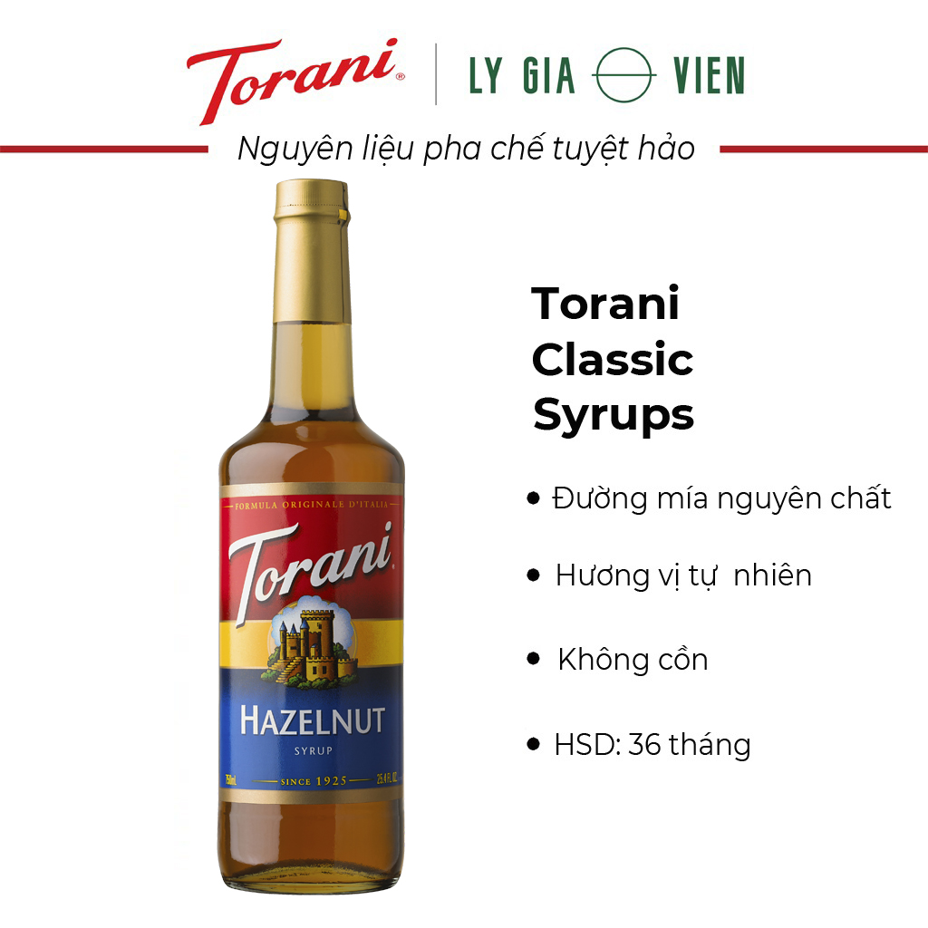 Siro Pha Chế Vị Hạt Phỉ Torani Hazelnut Syrup 750ml Mỹ