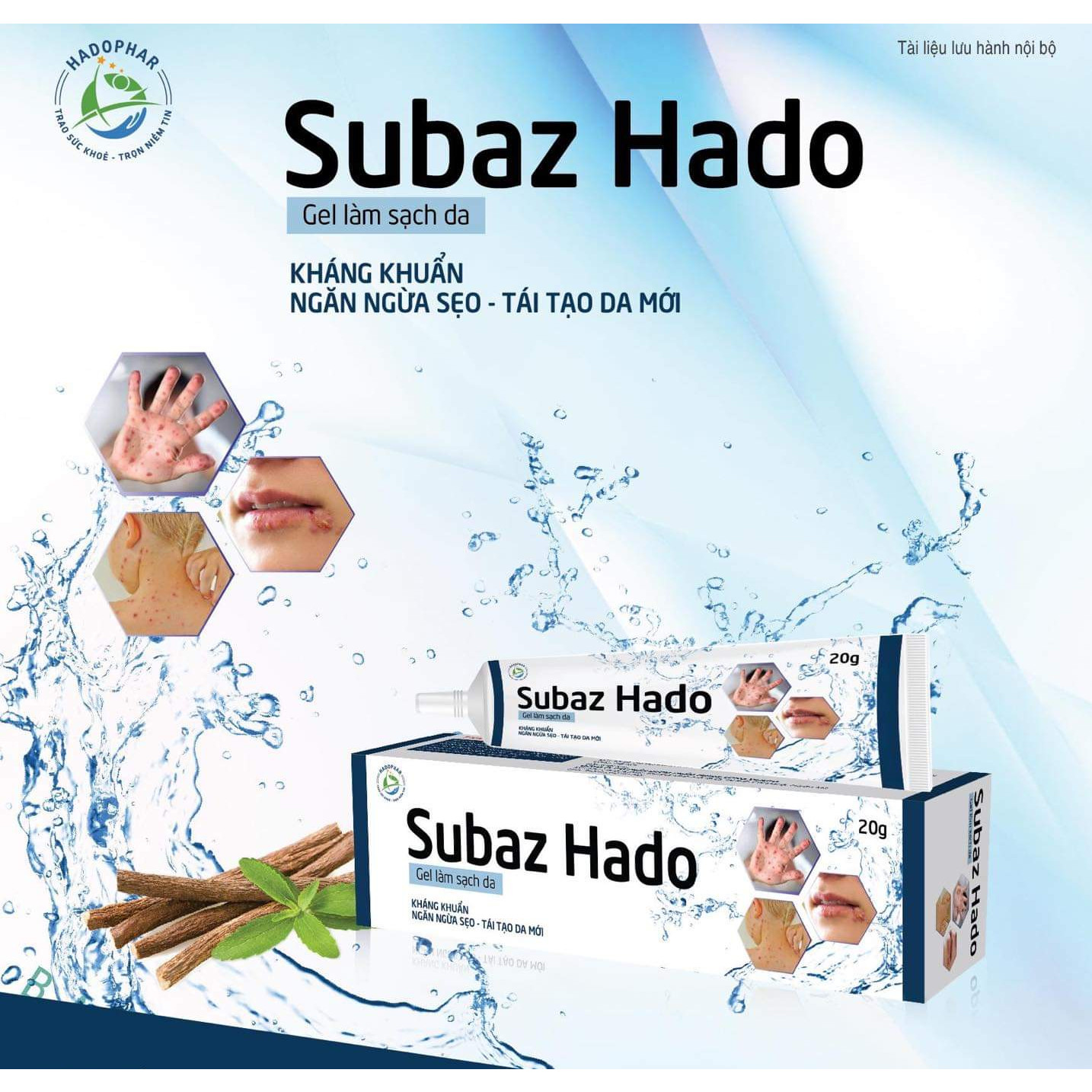 GEL LÀM SẠCH VÀ SÁT KHUẨN DA SUBAZ HADO, BÔI SÁT KHUẨN, TÁI TẠO DA, NGĂN NGỪA SẸO, DÙNG NHƯ SU BẠC - TUÝP 20 GAM