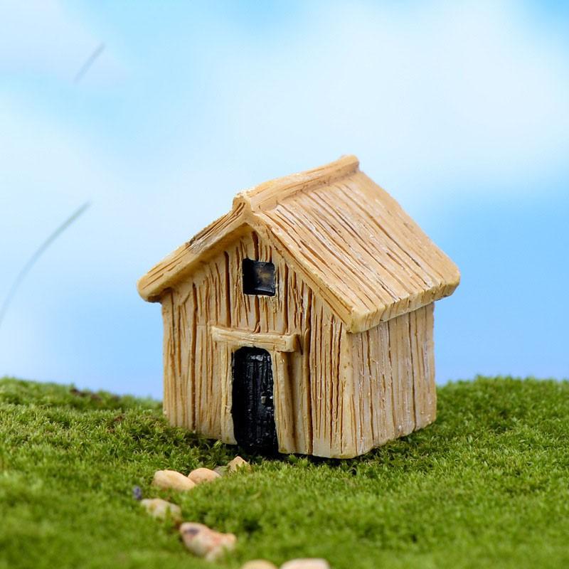 Tiểu cảnh mini ️ Mô hình ngôi nhà giả gỗ trang trí tiểu cảnh sen đá, sân vườn, bể cá, bể terrarium