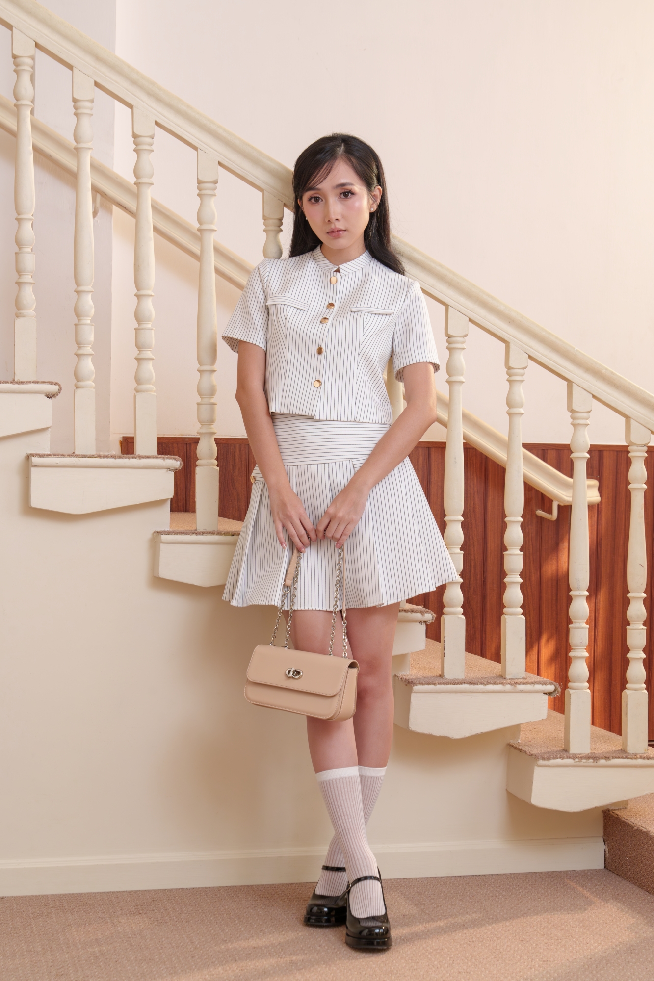 Túi Yuumy ( Thời trang nữ phối khóa xoay size 22 - Túi đeo chéo da Smooth YN254 )
