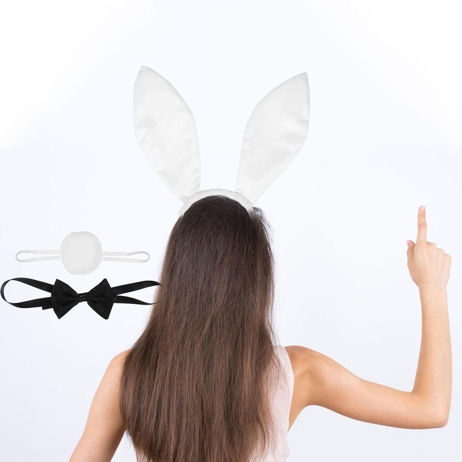 Women's Bunny Costume Set Rabbit Ear Headband Rabbit Tail for Carnival