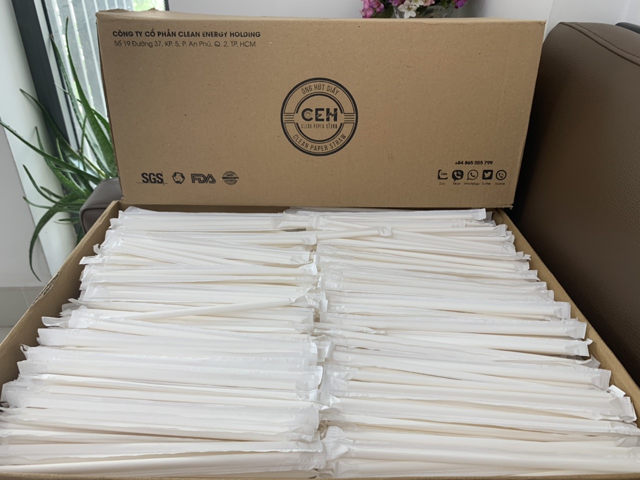 Ống hút giấy cao cấp Clean Paper Straw _ thùng 2500 ống có bọc giấy kích thước 6mm x 197mm dùng uống cà phê nước ép...