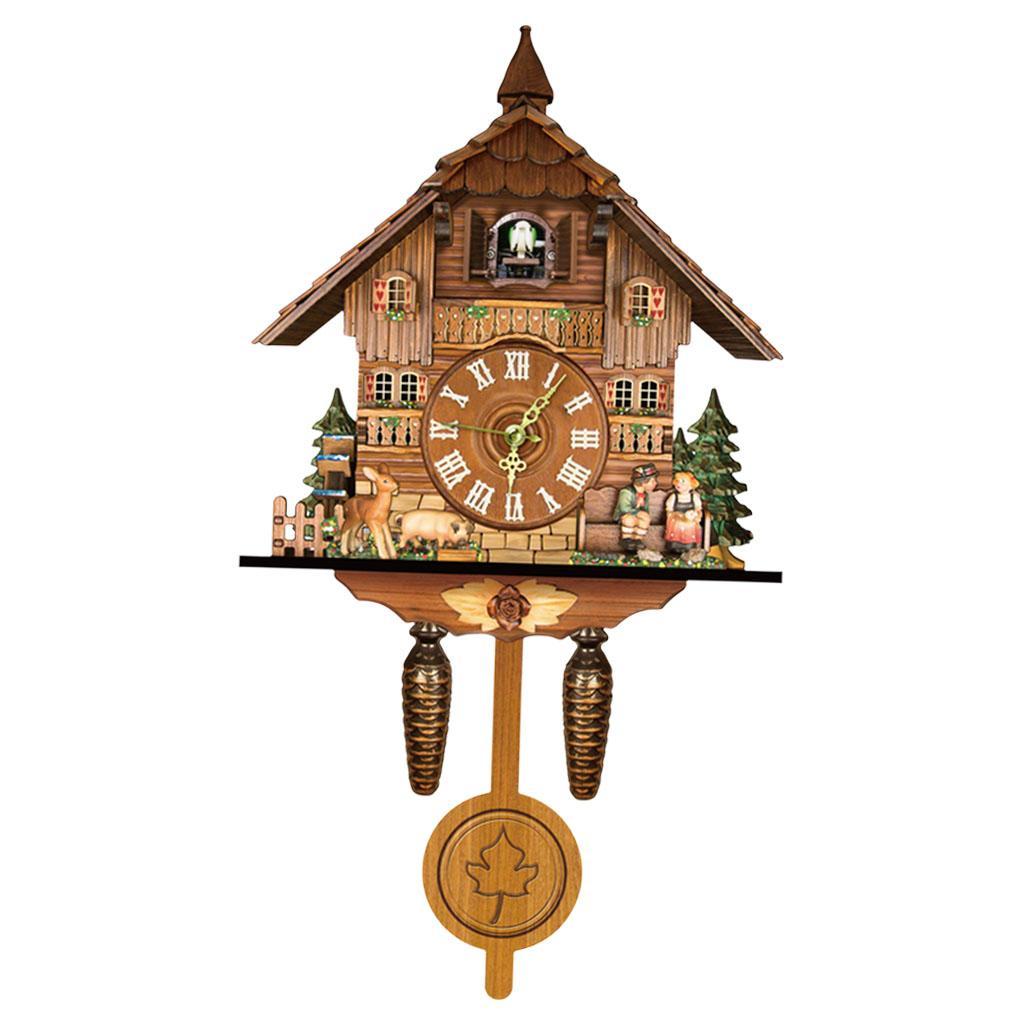 Bird Wall Clock Cuckoo Watch Antique Style Living Room Decoration