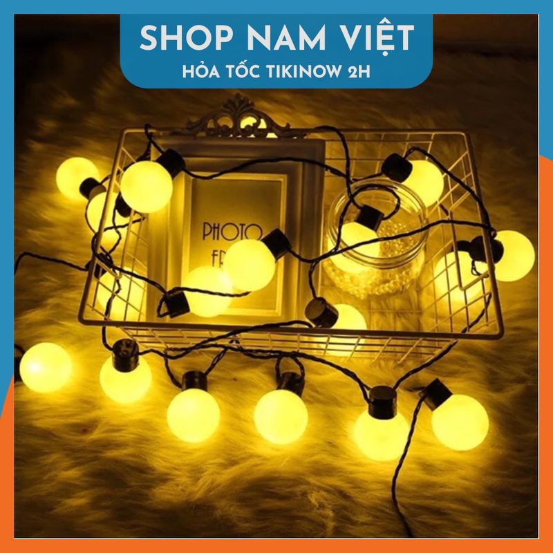 Đèn Led Ping Pong Chuôi Đen Bóng 5cm, Dài 5m 20 Bóng Đèn Chống Nước Trang Trí Ngoài Trời - Chính Hãng NAVIVU