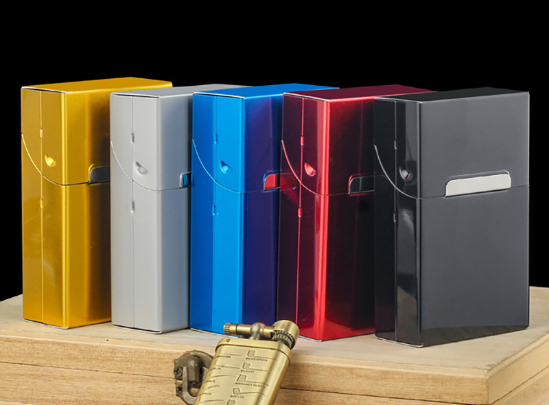 Hộp Đựng Thuốc 20 Điếu Lớn Ngắn Kim Loại Bóng Trơn 5 Màu