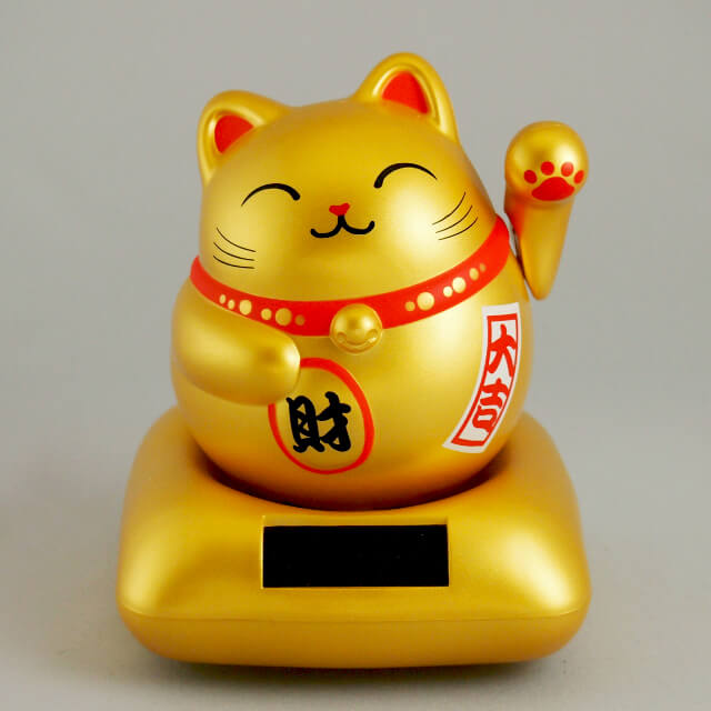 Mèo Thần Tài Vàng Vẫy Tay Năng Lượng Mặt Trời 2023 Quà Tặng Khai Trương Tân Gia Decor Cửa Hàng